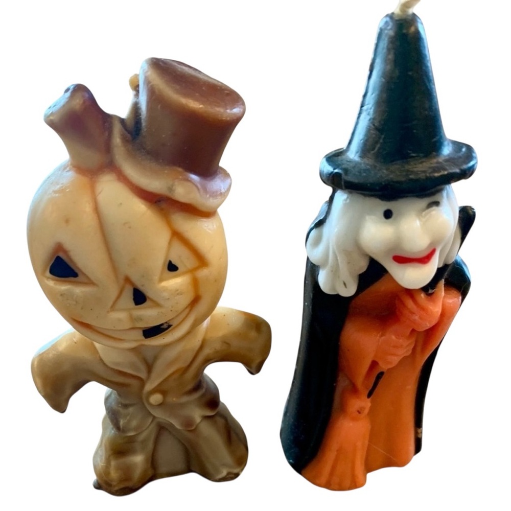 Vintage Gurley Witch And Pumpkin Man Candles *Damaged*